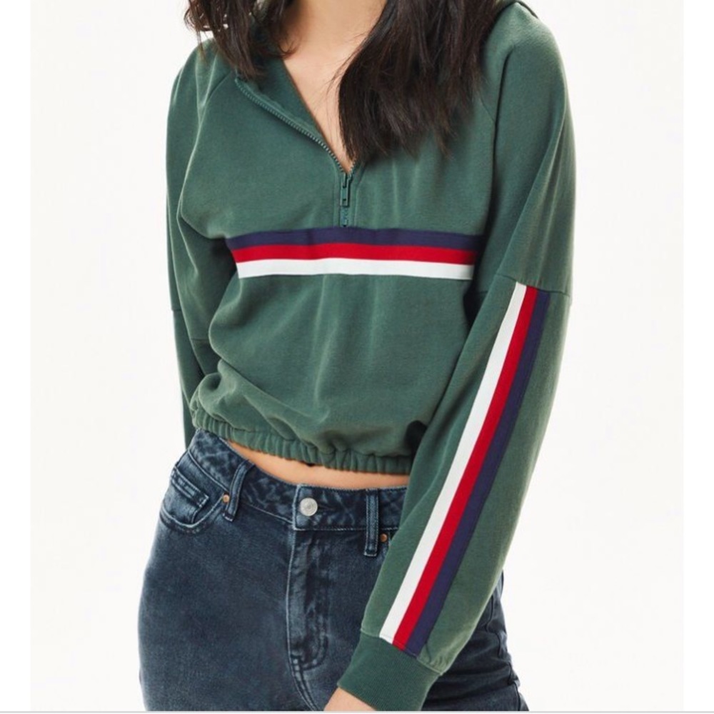 PacSun Half Zip Light Crop Striped Hoodie